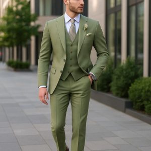 3 pice suit , green colour coat pent , suit for men